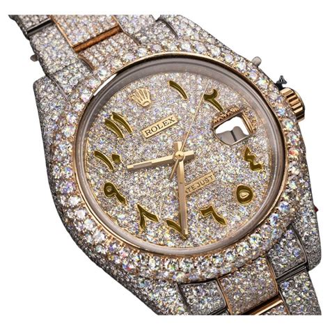 rolex iced out arabic dial|Rolex sky dweller iced out.